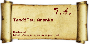 Tamásy Aranka névjegykártya